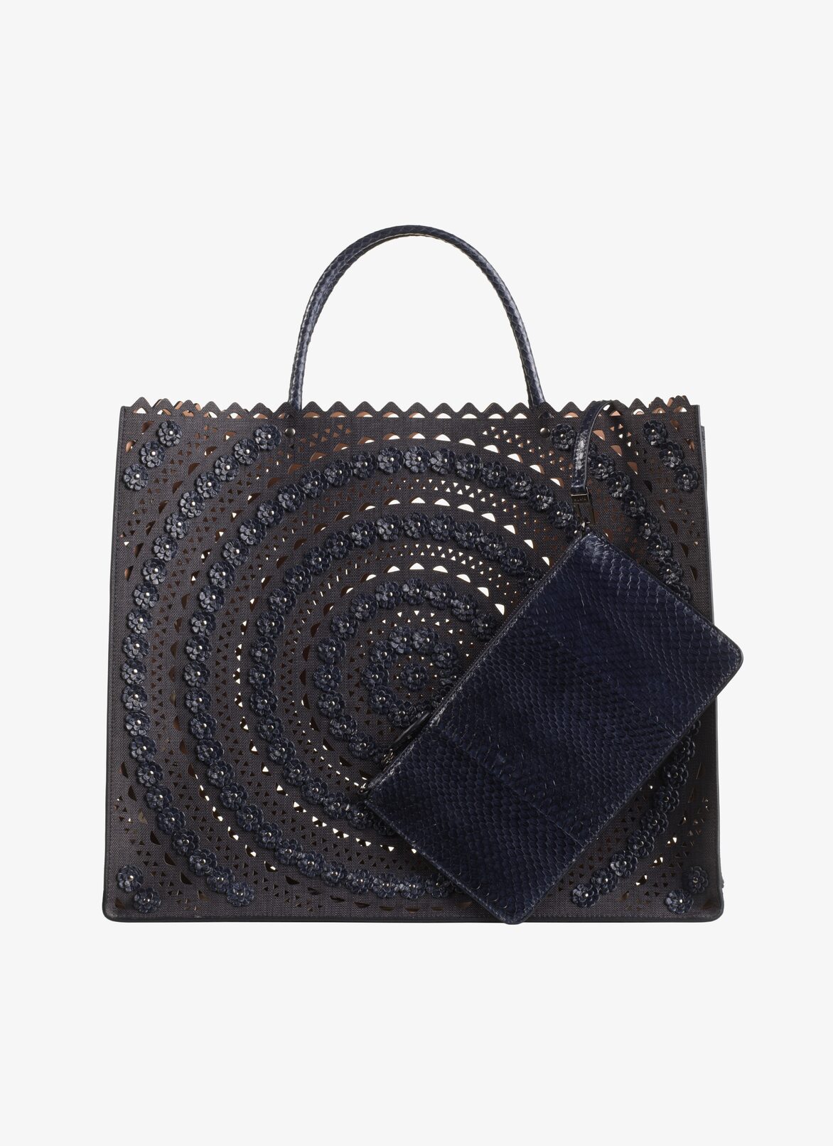 LARGE BAG PAILLE+ELAPHE N.VIENNE FL BLACK/NIGHT ALAÏA BLACK/NIGHT BLUE LARGE BAG PAILLE+ELAPHE N.VIENNE FL BLACK/NIGHT